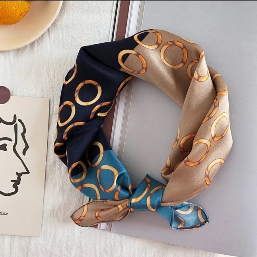 Women Satin Silky Square Neck Scarf - Picture 4 of 10